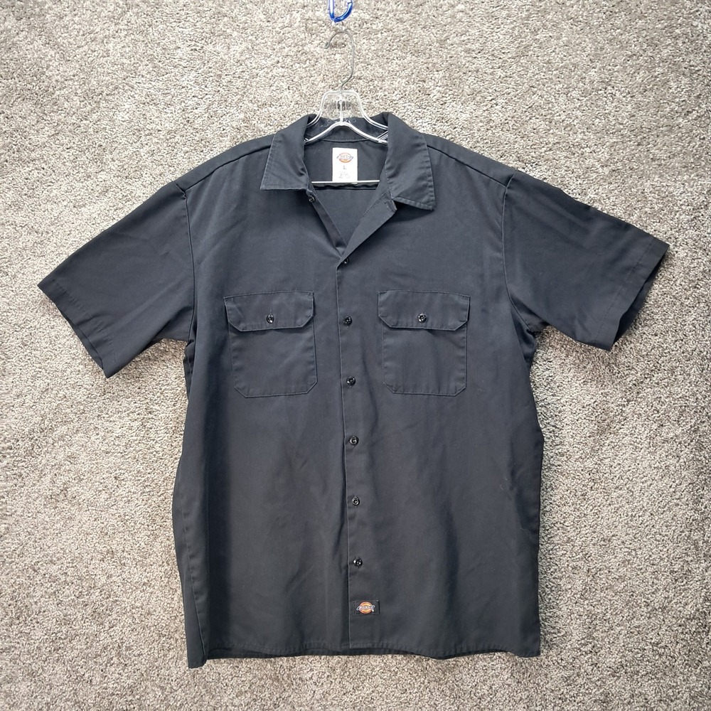Dickies Mens Black Short Sleeve Button Up Work Shirt Large‎ 1574 BK